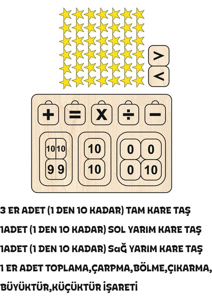 1 Den 10 Kadar Dört Işlem Öğrenme Oyunu Montessori Ahşap Eğitim Etkinlik