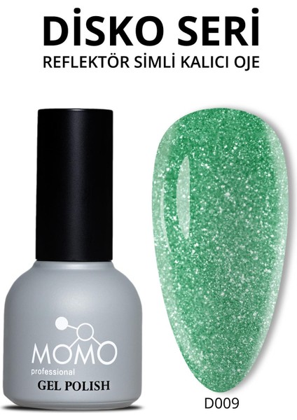 Disko Kalıcı Oje D009 Yeşil 10 ml, Reflective Flash Gel Polish