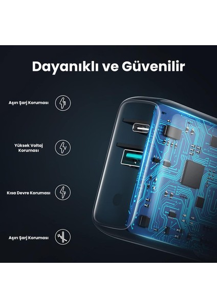 38W Çift Portlu Usb-A ve Type-C Pd Qc Hızlı Şarj Cihazı Beyaz