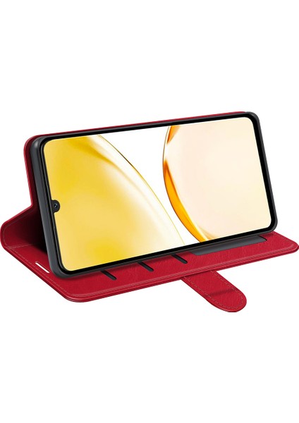 Realme Narzo N53 4g Çarşamba Karşıtı Çılgın At Doku Telefon Cüzdanı Pu Deri Stand Kapağı (Yurt Dışından) modelleri