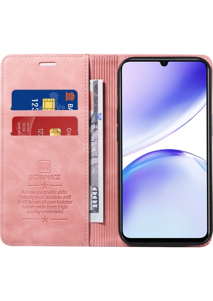 Realme C53 4g / Narzo N53 4g Toz Geçirmez Pu Deri Deri Kapak Rfıd Engelleme Cüzdan Stand Telefon Kılıfı (Yurt Dışından)