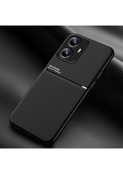 Realme C55 Satırları Baskılı Telefon Kasası Pu Deri+Tpu Kaymaz Kapak Manyetik Araba Montajı Destekleniyor (Yurt Dışından)