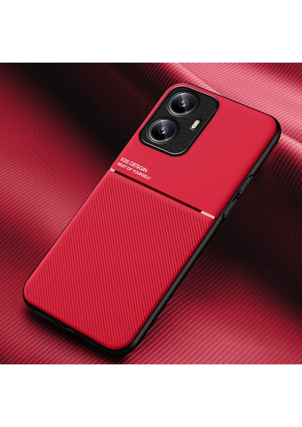 Realme C55 Satırları Baskılı Telefon Kasası Pu Deri+Tpu Kaymaz Kapak Manyetik Araba Montajı Destekleniyor (Yurt Dışından)