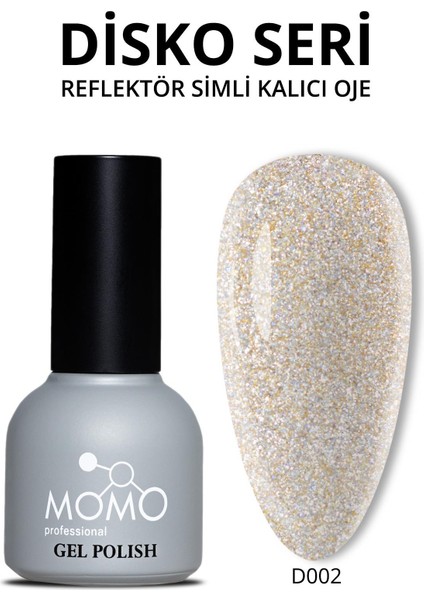 Disko Kalıcı Oje D002 Altın 10ml, Reflective Flash Gel Polish