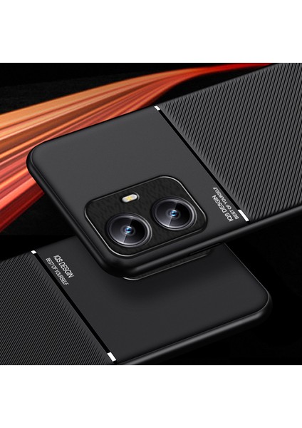 Realme C55 Satırları Baskılı Telefon Kasası Pu Deri+Tpu Kaymaz Kapak Manyetik Araba Montajı Destekleniyor (Yurt Dışından)