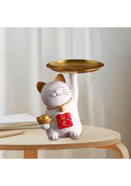 Kedi Masası Depolama Tepsisi Heykeli Hayvan Heykel Tv Dolabı Cafe Dekorasyon Beyaz Orta (Yurt Dışından) fiyatları