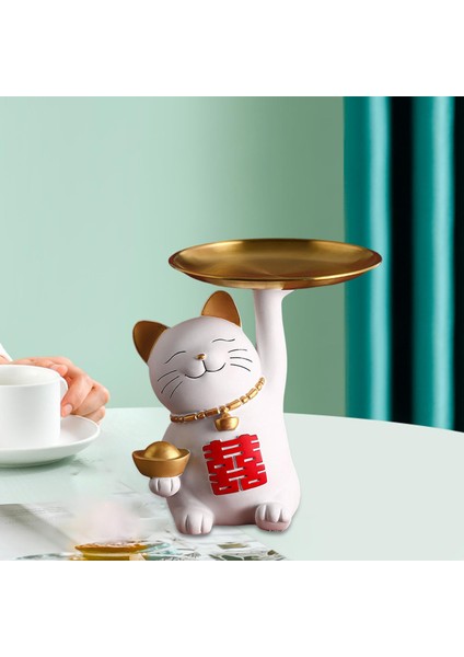 Kedi Masası Depolama Tepsisi Heykeli Hayvan Heykel Tv Dolabı Cafe Dekorasyon Beyaz Orta (Yurt Dışından) modelleri
