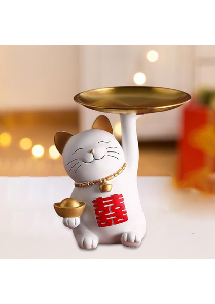 Kedi Masası Depolama Tepsisi Heykeli Hayvan Heykel Tv Dolabı Cafe Dekorasyon Beyaz Orta (Yurt Dışından) fırsatları