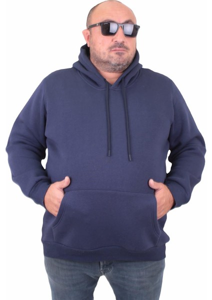 Mocgrande Büyük Beden Erkek Basic Sweat Kapüşonlu 11700 Indıgo