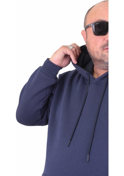 Mocgrande Büyük Beden Erkek Basic Sweat Kapüşonlu 11700 Indıgo fırsatları