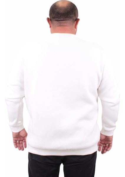 Mocgrande Erkek Büyük Beden Sıfır Yaka Sweat Conture Club 23203 Ekru fiyatları