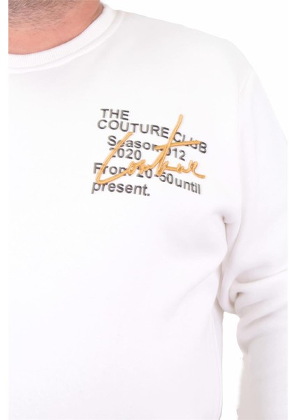 Mocgrande Erkek Büyük Beden Sıfır Yaka Sweat Conture Club 23203 Ekru fırsatları