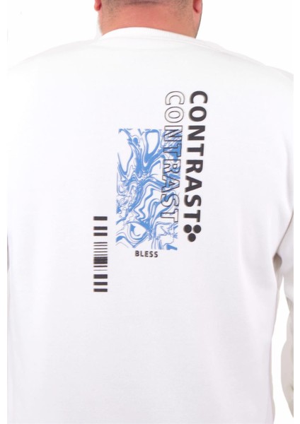 Mocgrande Erkek Büyük Beden Sıfır Yaka Sweat Bless 23205 Ekru