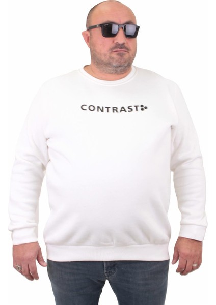 Mocgrande Erkek Büyük Beden Sıfır Yaka Sweat Bless 23205 Ekru fiyatları