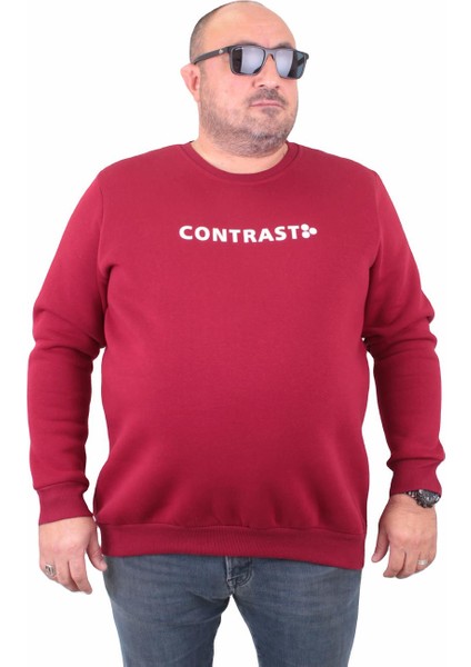 Mocgrande Erkek Büyük Beden Sıfır Yaka Sweat Bless 23205 Bordo fiyatları