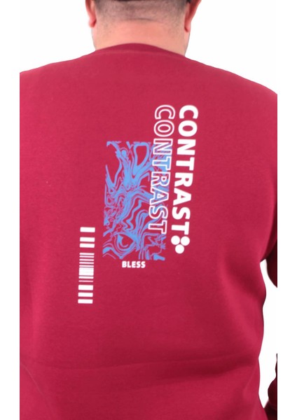 Mocgrande Erkek Büyük Beden Sıfır Yaka Sweat Bless 23205 Bordo fırsatları