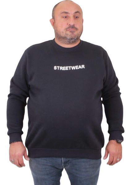 Mocgrande Erkek Büyük Beden Sıfır Yaka Sweat Streetwear 23206 Lacıvert fiyatları