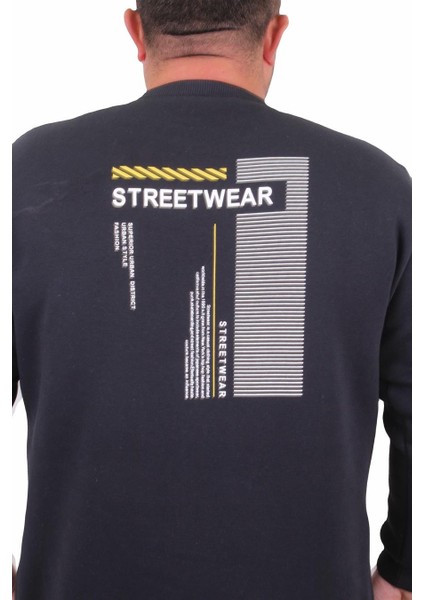 Mocgrande Erkek Büyük Beden Sıfır Yaka Sweat Streetwear 23206 Lacıvert fırsatları