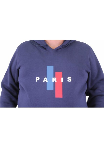 Mocgrande Erkek Büyük Beden Kapuşonlu Sweat Paris 23209 Indıgo modelleri