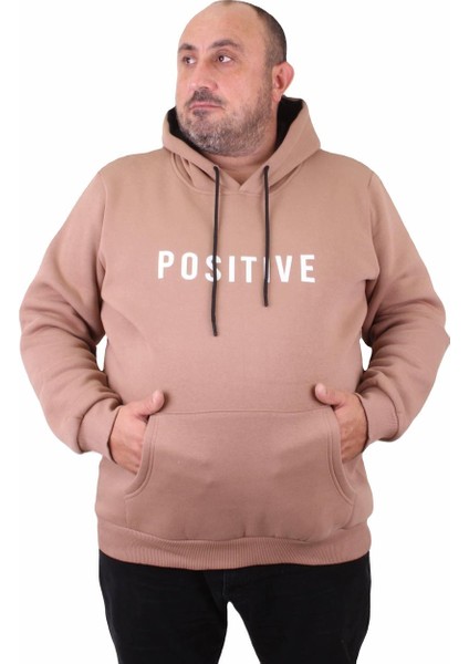Mocgrande Erkek Büyük Beden Kapuşonlu Sweat Positive 23211 S.kahve