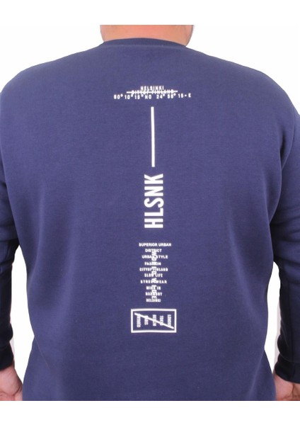 Mocgrande Erkek Büyük Beden Sıfır Yaka Sweat Hlsnk 23204 Indıgo indirimleri