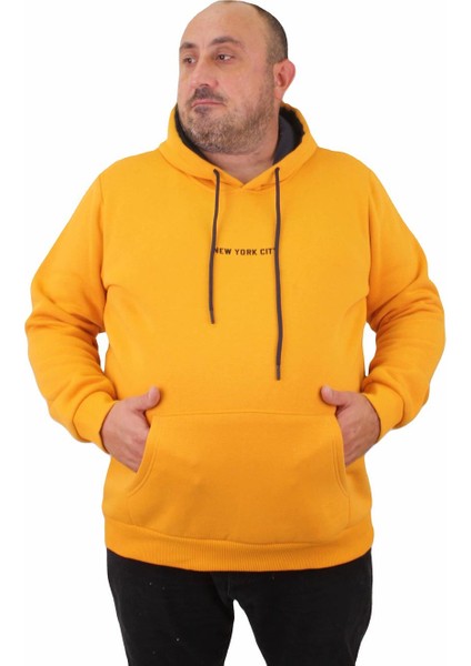 Mocgrande Erkek Büyük Beden Kapuşonlu Sweat Danger 23212 Hardal fiyatları