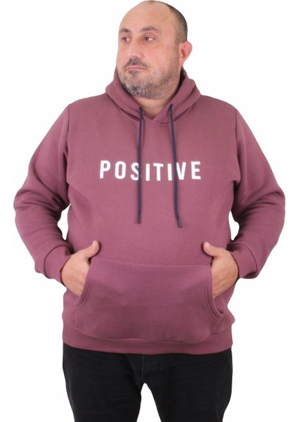 Mocgrande Erkek Büyük Beden Kapuşonlu Sweat Positive 23211 Eflatun