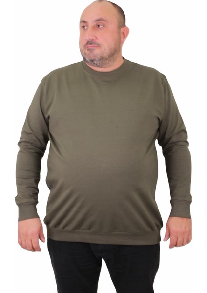 Mocgrande Büyük Beden Sıfır Yaka Classic Sweat 23216 Hakı