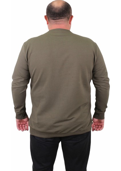 Mocgrande Büyük Beden Sıfır Yaka Classic Sweat 23216 Hakı modelleri