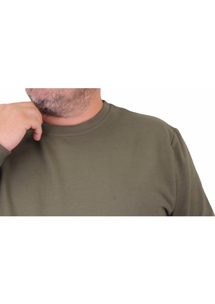 Mocgrande Büyük Beden Sıfır Yaka Classic Sweat 23216 Hakı fırsatları