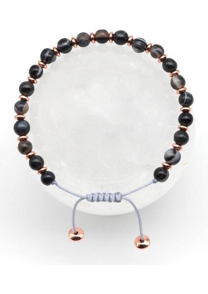 Akik Doğal Taş Makrome Örme Bileklik