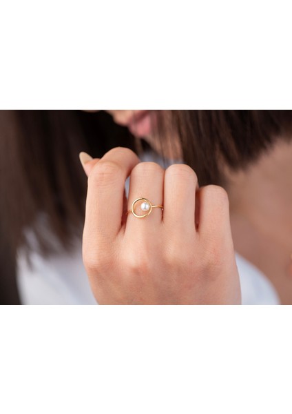 Ince Çerçeve Içinde Minimal Inci Yüzük 14 Ayar Altın fiyatları