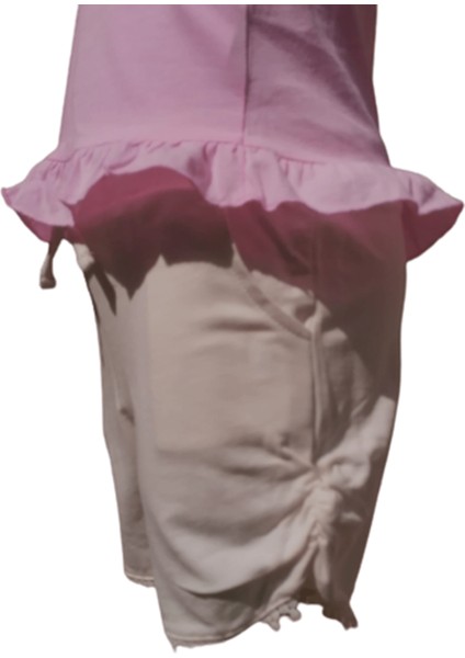 Kız Çocuk İkili Takım – Flamingo Baskılı Pembe Askılı T-Shirt ve Cepli Dantelli Şort fırsatları