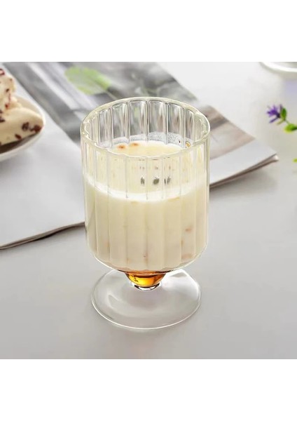Yeni Tasarım 200ML Dalgalanma Cam Bardak Içme Suyu Süt Cam Parti Düğün Bardağı Dikey Şerit Boncuklu Kök Şarap Bardakları