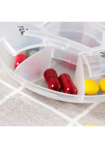 Taşınabilir Haftalık 7 Bölmeli Hap Kutusu, Taşınabilir Mini Yuvarlak Yedi Günlük Küçük Hap Kutusu, Bölünmüş Plastik Seyahat Saklama Kutusu, Buğday Mavisi Hap Kutusu 8.5*2.0 (Yurt Dışından)