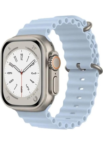 Akıllı Saat Watch Için Uyumlu 42MM 44MM 45MM 49MM 1/2/3/4/5/6/se/7/8/ultra Akıllı Saat Silikon Kordon ve kayışı Açık Mavi