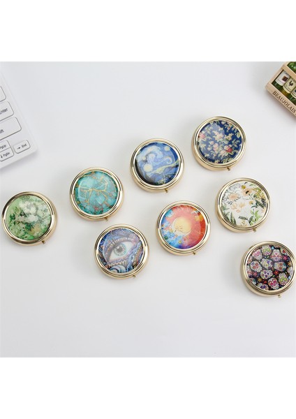 Taşınabilir Altın Hap Kutusu Metal Yuvarlak 60MM Saklama Kutusu Mühürlü Kutu Üç Bölmeli Hap Kutusu Tarzı 1 (Üç Bölme 60*60*20MM) (Yurt Dışından)