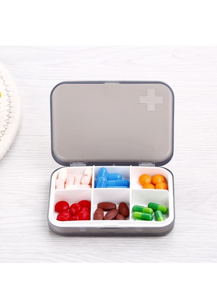 Yeni Altı Bölmeli Hap Kutusu Plastik Küçük Hap Kutusu Taşınabilir Hap Kutusu Toz Geçirmez Ilaç Saklama Kutusu Cep Kahve Rengi Sıradan Altı Bölme (Yurt Dışından)