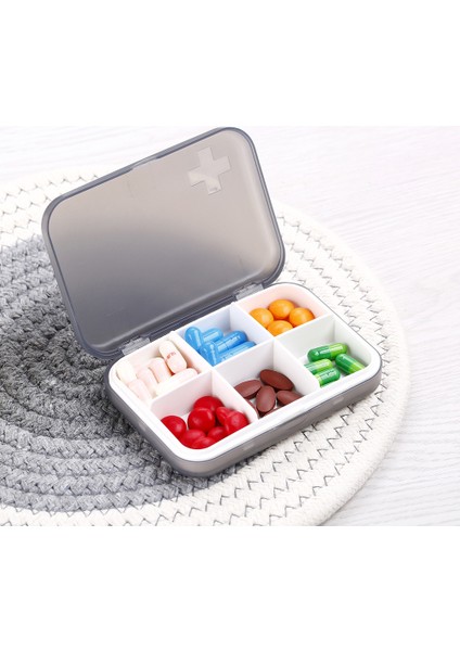 Yeni Altı Bölmeli Hap Kutusu Plastik Küçük Hap Kutusu Taşınabilir Hap Kutusu Toz Geçirmez Ilaç Saklama Kutusu Cep Kahve Rengi Sıradan Altı Bölme (Yurt Dışından)
