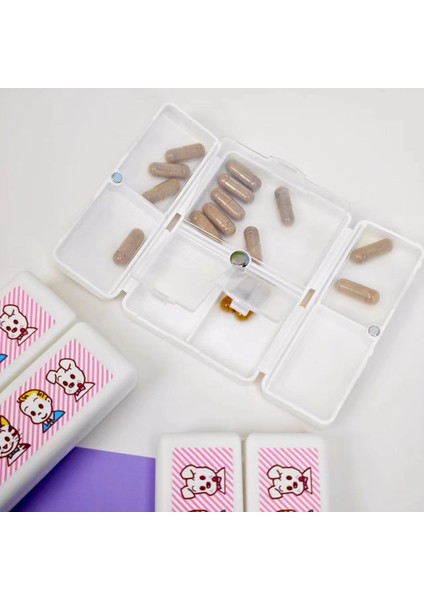 Karikatür Saklama Kutusu Harada Hap Kutusu Sevimli Girly Kalp Ambalaj Kutusu 7 Bölmeli Hap Kutusu Taşınabilir Bağımsız Katlanabilir Gri 1 Parça 10.2*7.2*2.5cm (Yurt Dışından)