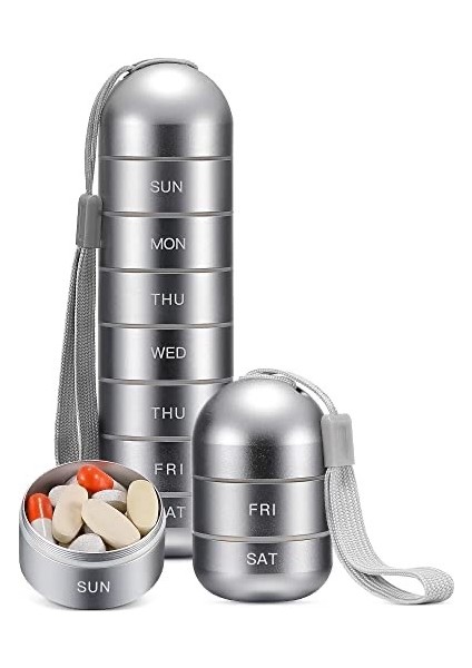 Bir Haftalık Seyahat Için Metal Taşınabilir Hap Kutusu, Kullanışlı Mühürlü Küçük Ilaç Şişesi Saklama Taşınabilir Ilaç Kutusu (Büyük Boy 45MM * 155MM) Yedi Günlük Ilaç Şişesi-Mavi (Yurt Dışından) modelleri