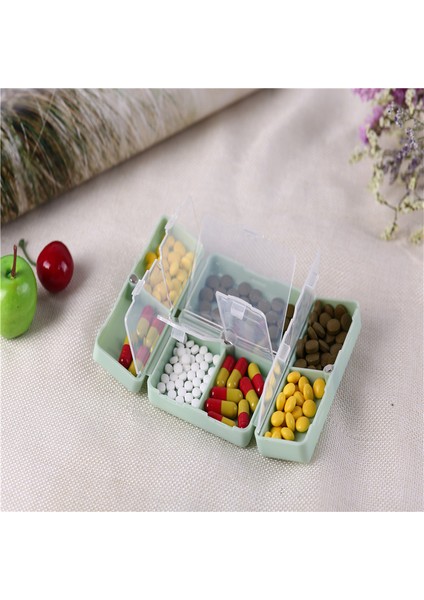 Dört Renkli Açılır Kapanır Kapak, Seyahat Ederken Taşıması Kolay, Küçük Manyetik Katlanır 7 Bölmeli Hap Kutusu, Yeşil 10*7*2,5cm (Yurt Dışından)
