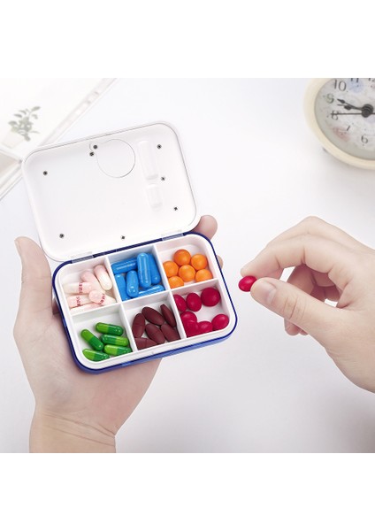 Mini Seyahat Taşınabilir Zamanlı Hatırlatma Hap Kutusu Dört Bölmeli/altı Bölmeli Hap Kutusu Elektronik Hap Kutusu Altı Bölmeli Mavi Elektronik Model (Yurt Dışından)