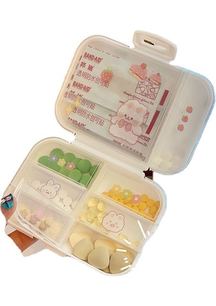 Hap Kutusu Taşınabilir Mini Bir Haftalık Mühürlü Ambalaj Neme ve Toza Dayanıklı Yükseltilmiş Beyaz - Küçük Boyut 7 Bölme [çıkartmalar + Post-It Notları] (Yurt Dışından)