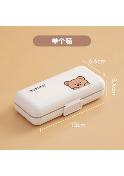 Masa Çift Katmanlı Bölmelere Ayrılmış Ayı Ilaç Kutusu, Taşınabilir Ilaç Saklama Kutusu, Kapsül Tablet Ambalajı Plastik Kutu, Büyük Boy - Beyaz (Ayı Modeli), Özellik Yok (Yurt Dışından)