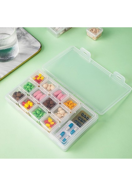Kapaklı Plastik Masaüstü Ilaç Saklama Kutusu, Ev Ilaç Kutusu, Dik Açılı Çekmece, Şeffaf Dokuz Kare Izgaralı Saklama Kutusu, Mini Uzun Kutu [sekiz Parçalı Set] (Yurt Dışından)