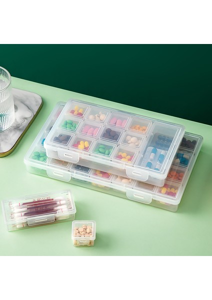 Kapaklı Plastik Masaüstü Ilaç Saklama Kutusu, Ev Ilaç Kutusu, Dik Açılı Çekmece, Şeffaf Dokuz Kare Izgaralı Saklama Kutusu, Mini Uzun Kutu [sekiz Parçalı Set] (Yurt Dışından)