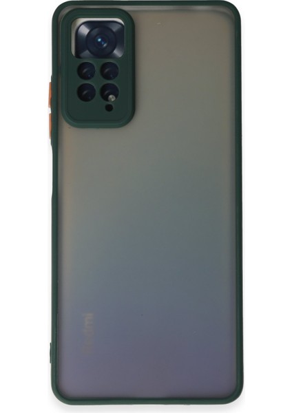 Xiaomi Redmi Note 11 Pro Kılıf Kamera Korumalı Silikon Kenarlı Renkli Düğmeli Arkası Mat Arka Kapak - Yeşil
