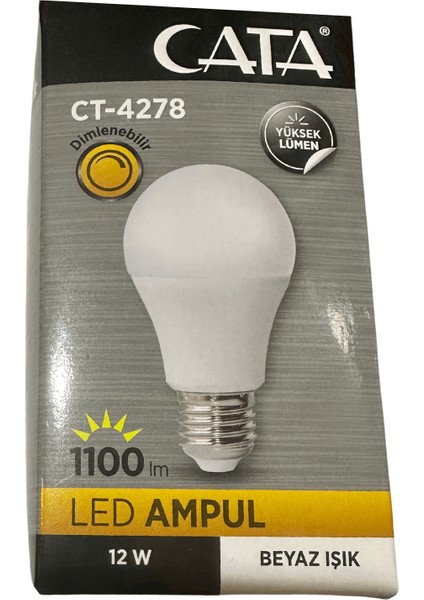 CT-4278 12W 6400K (Beyaz Işık) Dimlenebilir E27 Duylu LED Ampul (4 Adet)