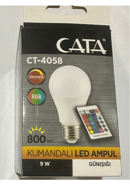 CT-4058 9W 2700K (Sarı) Rgb Kumandalı LED Ampul E27 Duylu (8 Adet)